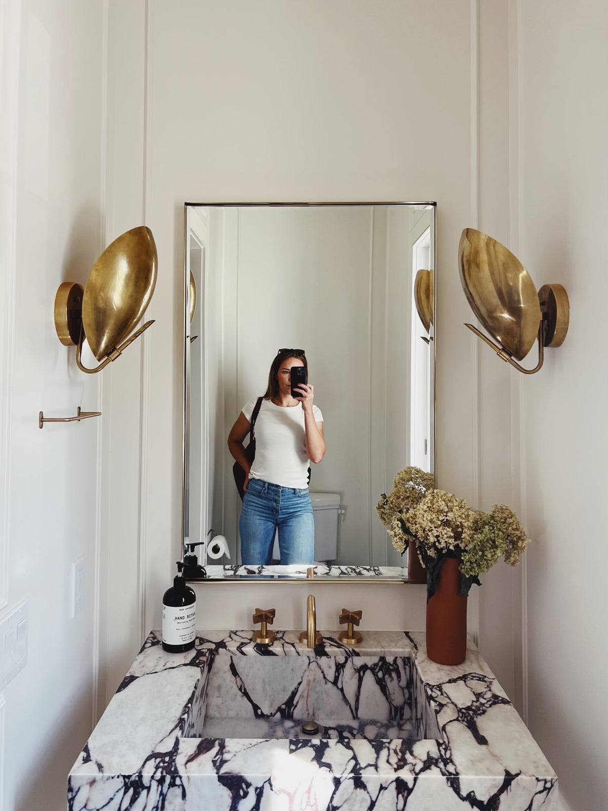 marble floating sink