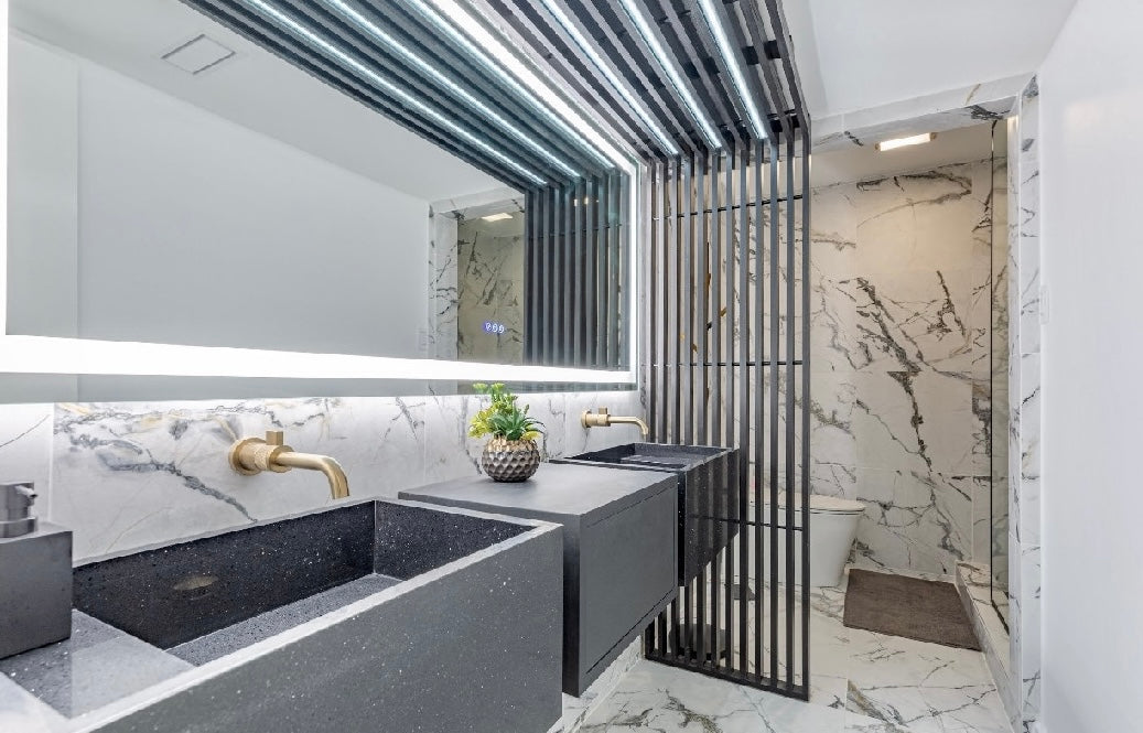 black custom stone sink