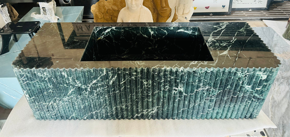 Green Marble Fluted Design Sink