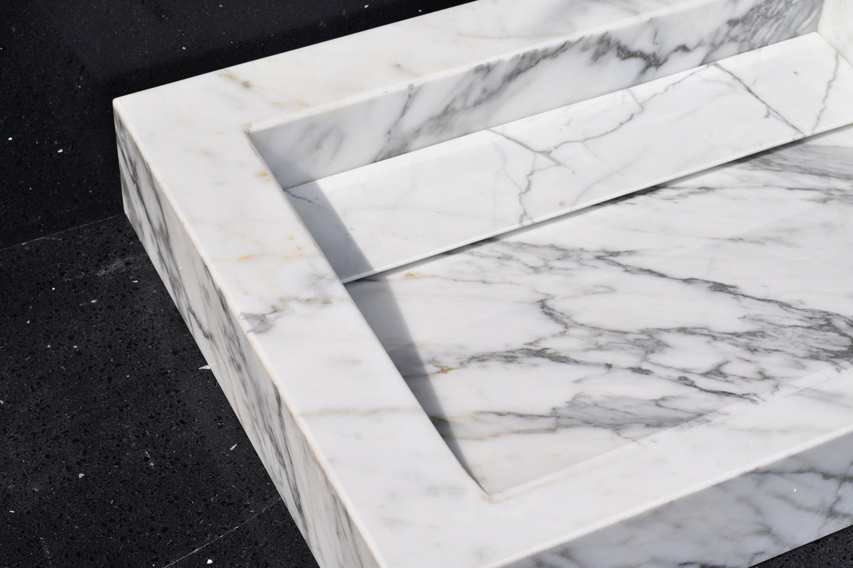 White marble bathroom sink